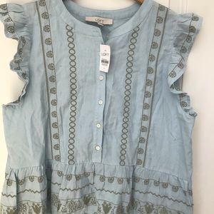 NWT Loft embroideries peplum top. Size Large